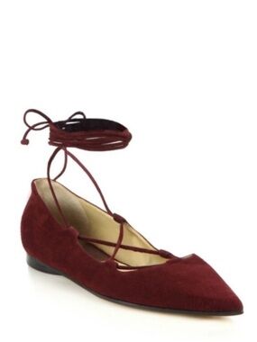 NEW Michael Kors Collection Kallie Suede Flats in Wine Size EU 39.5 = US 9.5 New